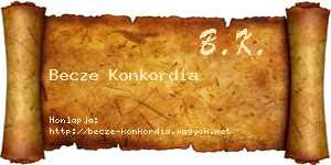 Becze Konkordia névjegykártya
